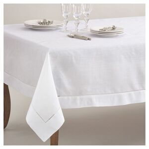 Saro Lifestyle - 70"x120" Hemstitch Border Design Tablecloth White  White